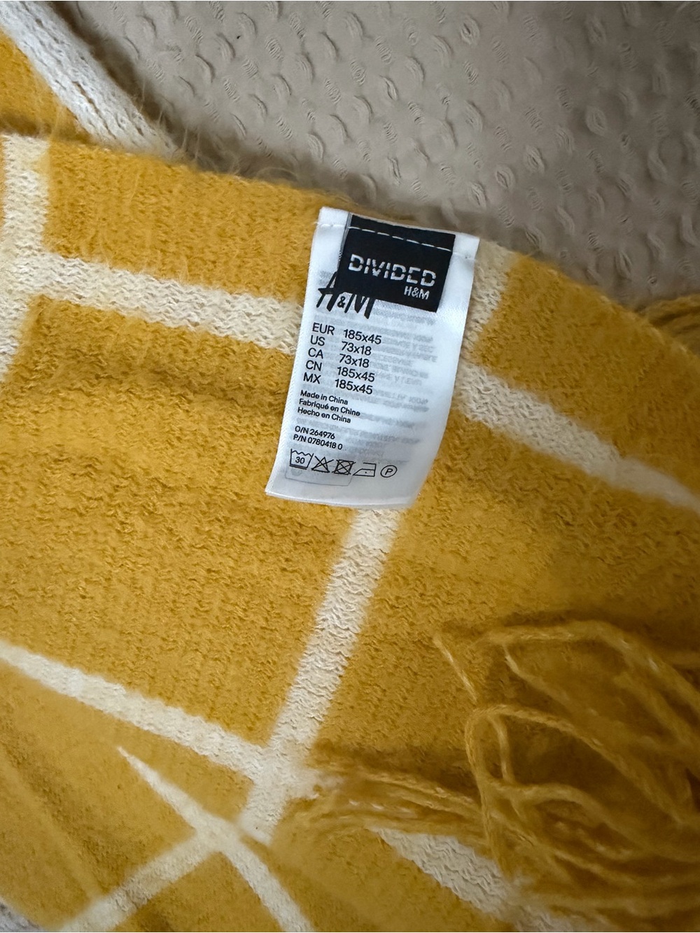 Mustard Yellow Windowpane Knit Throw scarf - Picture 4 of 4